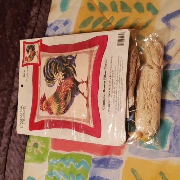 Chanticleer Rooster Pillow/Picture Needlepoint - Picture 1 of 9